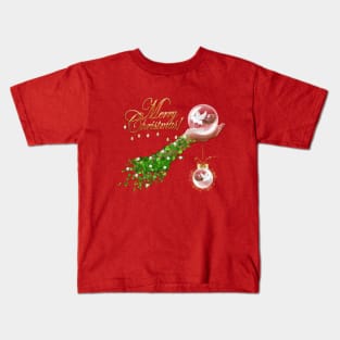 Merry Christmas Greeting. Pegasus, Helping Santa Kids T-Shirt